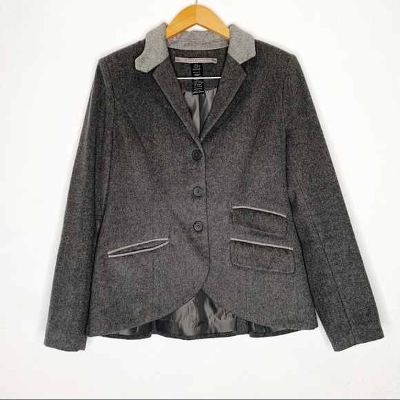 Noel Asmar Womens Size S Melton Wool Blazer Equestrian Jacket Elbow Patches - Picture 2 of 5